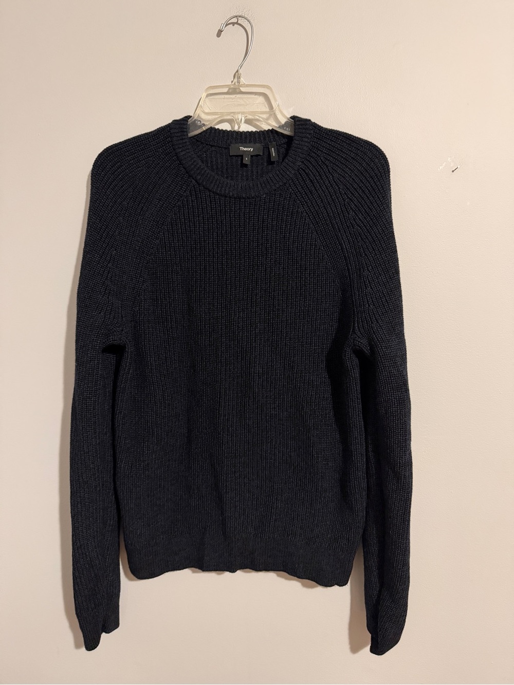 Theory Men's Black w/ Blue Crewneck Sweater- Small